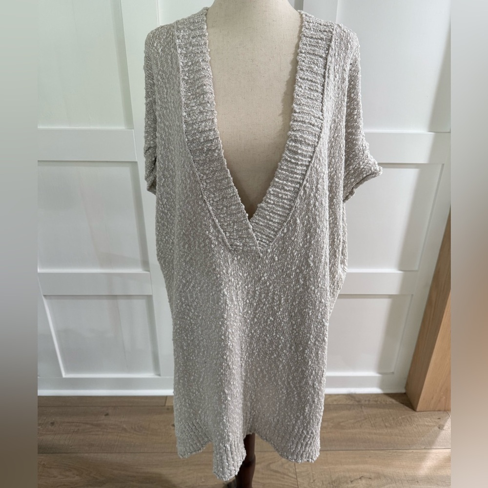 Pilcro Anthropologie Deep V Textured Sweater Vest | L | Cream Cotton - Picture 3 of 9
